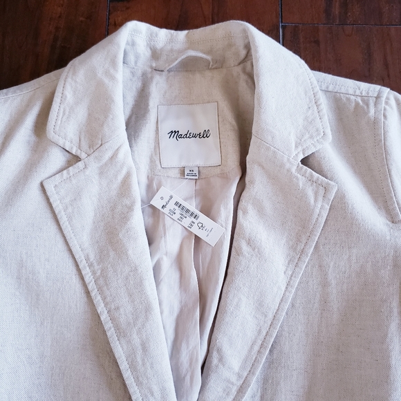 Madewell Women's Cotton-Linen Belted Blazer Jacket Size XS - Picture 9 of 13